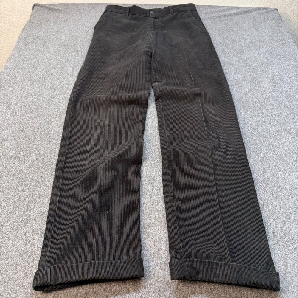 Eddie Bauer Classic Fit Corduroy Pants Mens 30 Cuffed Cotton Dark Gray Green - Picture 2 of 7